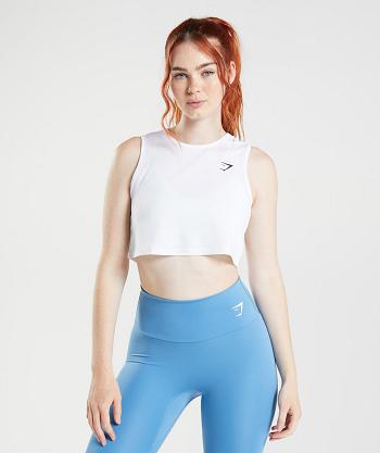 Gymshark Training Crop Ženske Majica Bez Rukava Bijele | HR 3223NWY